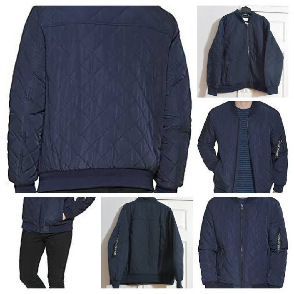 NAVY NWT Calvin Klein Men's Quilted Bomber Jacket‎